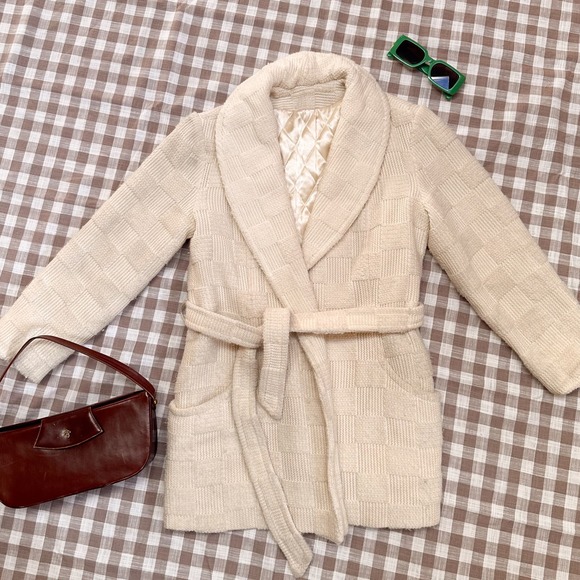 Forecaster of Boston Jackets & Blazers - Vintage 1980s Checkered Texture Wrap Coat